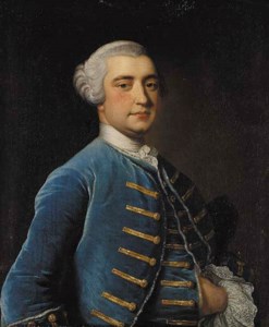 Portrait of a gentleman, half-length, in a blue coat and waistcoat