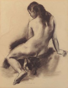 A seated nude seen from behind