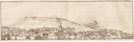 View of the town and fort, Tangier, from the south-east ( recto ); View from the Bowling Green, Tangier ( verso )