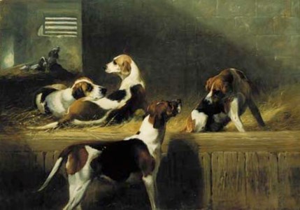 Brocklesby Foxhounds, Scornful , Prudence , Rosebud and Poesy (from left to right)