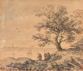 Three men near an estuary