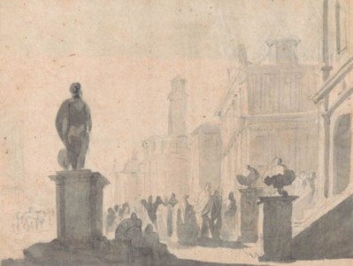 Figures among Roman buildings