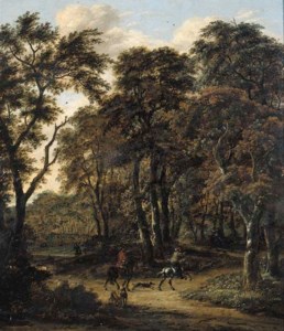 A hunting party in a wood