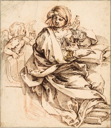 A Sibyl Writing, a Putto to the Left     