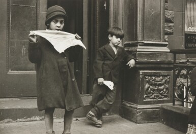 'N. Y.' (Two Children – One with Handkerchief)