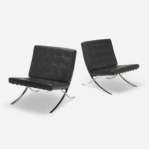 Barcelona chairs from Wayne State University, Detroit, pair