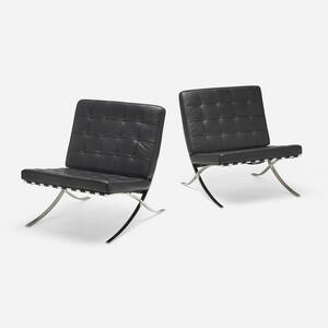 Barcelona chairs from Wayne State University, Detroit, pair