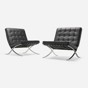 Barcelona chairs from Wayne State University, Detroit, pair