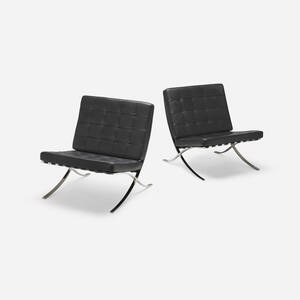 Barcelona chairs from Wayne State University, Detroit, pair