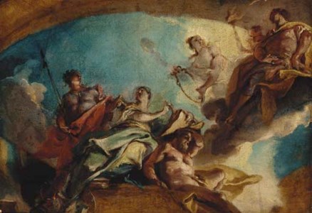 A hero before the muse of History (?) - a modello for a ceiling