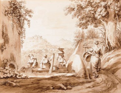 Washing place at Tivoli with the river Monticelli and Palombara