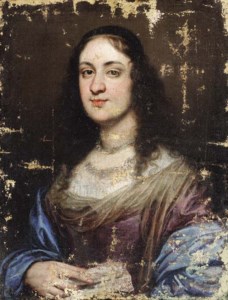 Portrait of a lady, half-length, in a violet and blue dress