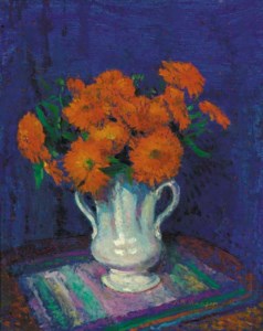 Marigolds in a white Vase