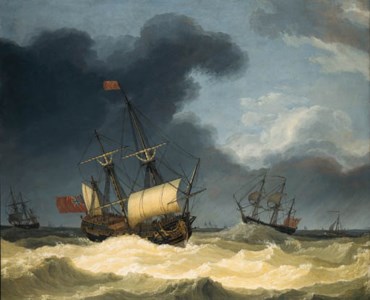 English frigates in rough seas
