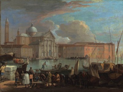 San Giorgio Maggiore, Venice, with a fish market