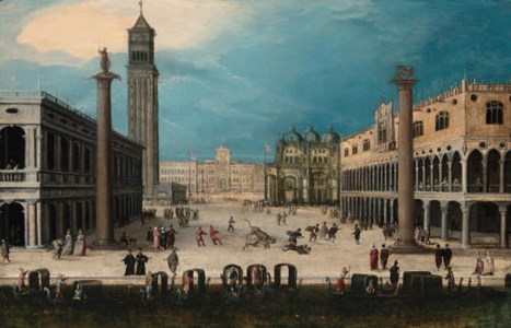 A Carnival in the Piazzetta, Venice, looking towards the Piazza San Marco