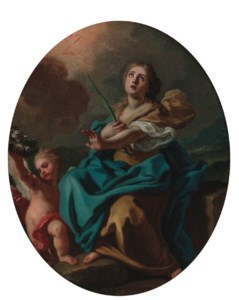 A female saint with a putto