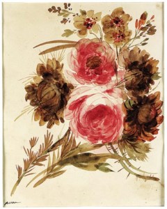 A bouquet of roses and peonies