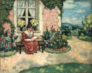 Femme assise sur un banc dans un jardin
