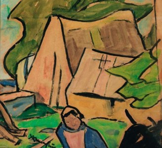 La paysanne devant la ferme