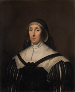 Portrait of Lady Palmer, half-length, in a black dress with a white collar
