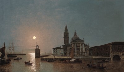 View of San Giorgio Maggiore, Venice, by moonlight