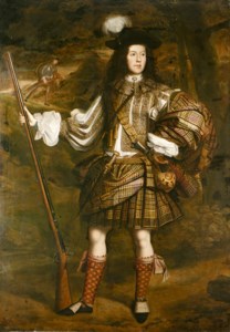 A Highland Chieftain: Portrait of Lord Mungo Murray (1668-1700), full-length, in highland dress, holding a flintlock sporting gun in his right hand, a gilt-hilt ribbon basket sword at his left side, in a landscape with a flock of wild goats beyond