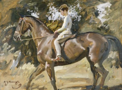 Arturo von Schroeders on a polo pony, study