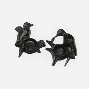 Bird candle holders, pair