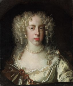 Portrait of a lady, traditionally identified as Frances Teresa Stuart, Duchess of Richmond and Lennox (1647-1702), bust-length, in a gold dress