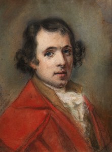 Portrait of Antonio Canova, bust-length, in a red coat