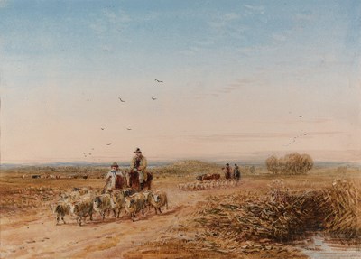 Shepherds driving their sheep