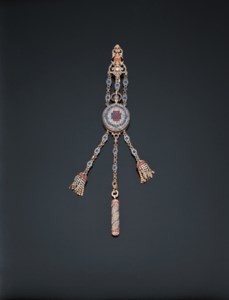 Antico orologio con chatelaine in diamanti, zaffiri e rubini, di S. Mordan & Co., Untitled