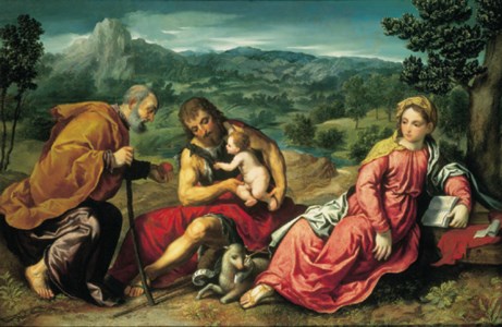 The Holy Family with Saint John the Baptist in an extensive landscape