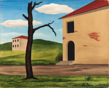 Landscape with Building and Leafless Tree