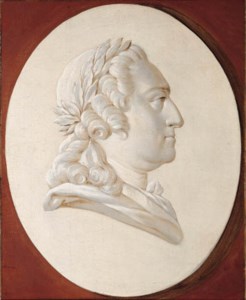 Portrait of King Louis XV, bust-length, in a painted oval, a trompe l'oeil medallion