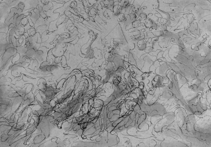 God-the-Father supported by angels ( recto ); Four scenes from Ovid's Metamorphoses ( verso )