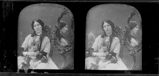 Portrait of a lady with a mirror, 1850s