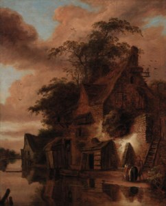 A cottage by a river