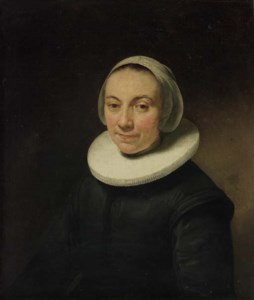 Portrait of a lady, bust-length, in a black dress with a ruff, and a white head-dress