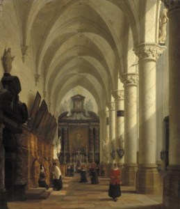 A priest celebrating mass in the St. Paul cathedral, Antwerp