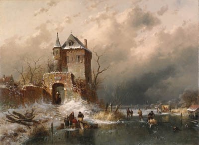 Figures on a frozen river