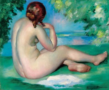 A female nude in a landscape