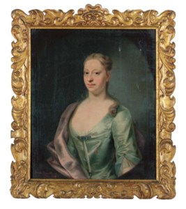 Portrait of Julian Branthwayt, half-length, in a turquoise and purple wrap, feigned oval