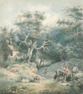 Peasants in a wooded landscape