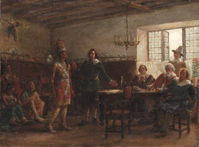 Massasoit Signing a Treaty