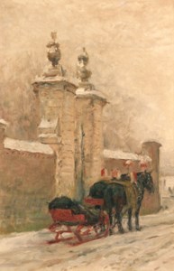 The barouche of Prince Hendrik at the back entrance of the Royal Palace Huis ten Bosch, The Hague