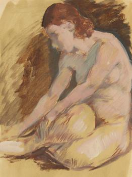 Seated nude model.