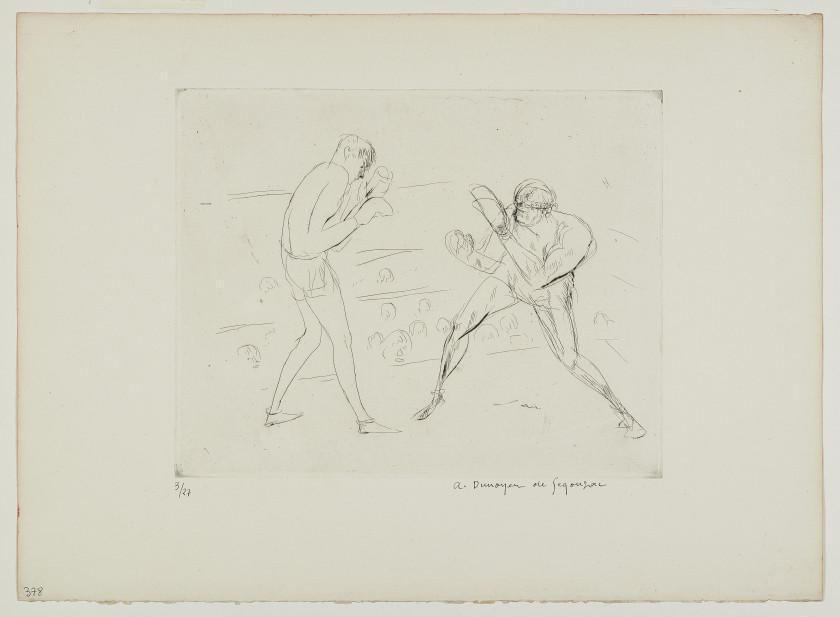 Including five on the theme of boxing: "Sam McVey and his trainers", "Start of the round", "The Knock out", "Before the attack" and "The groggy boxer"; "Le Vel d'Hiv" (cyclists); "The melee" (rugby); "The start of the 100 meters"; "The skier" 