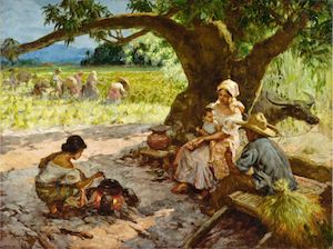 Fernando Cueto Amorsolo (Filipino, 1892-1972) Cooking Under the Mango Tree